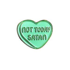 Funny Satan Conversation Heart Enamel Pin